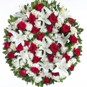 31-ROSAS VERMELHAS E LÍRIOS BRANCO Tam:1,60